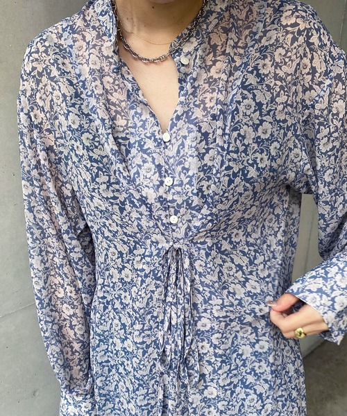 DouDou(ドゥドゥ)の「フラワープリントワンピース(ワンピース・レディース・ブラック/ブルー・FREE)」の16枚目の写真