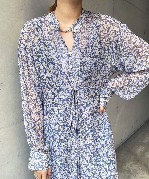 DouDou(ドゥドゥ)の「フラワープリントワンピース(ワンピース・レディース・ブラック/ブルー・FREE)」の18枚目の写真