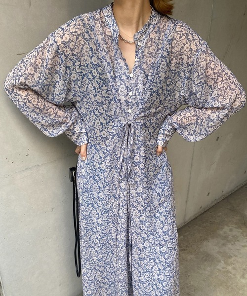 DouDou(ドゥドゥ)の「フラワープリントワンピース(ワンピース・レディース・ブラック/ブルー・FREE)」の19枚目の写真