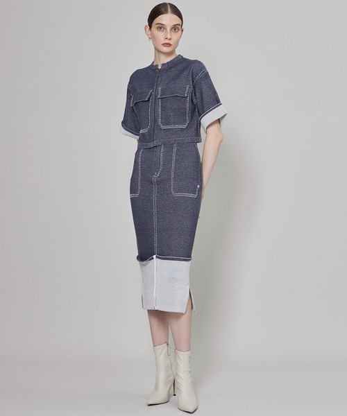 TAN（タン）の「【TAN(タン)】ライクデニムクロップドブルゾン TAN22SS-26（ブルゾン・レディース・ネイビー・FREE）」の14枚目の写真