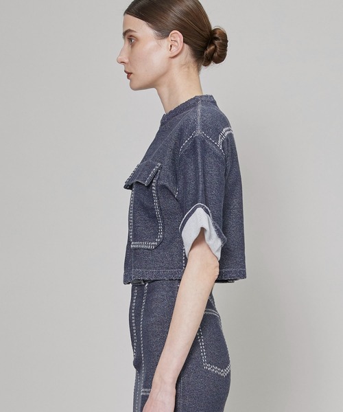 TAN（タン）の「【TAN(タン)】ライクデニムクロップドブルゾン TAN22SS-26（ブルゾン・レディース・ネイビー・FREE）」の11枚目の写真