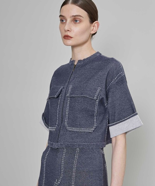 TAN（タン）の「【TAN(タン)】ライクデニムクロップドブルゾン TAN22SS-26（ブルゾン・レディース・ネイビー・FREE）」の9枚目の写真