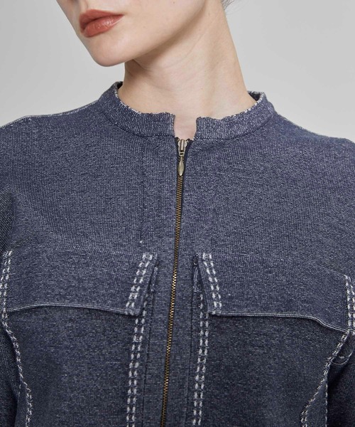 TAN（タン）の「【TAN(タン)】ライクデニムクロップドブルゾン TAN22SS-26（ブルゾン・レディース・ネイビー・FREE）」の8枚目の写真