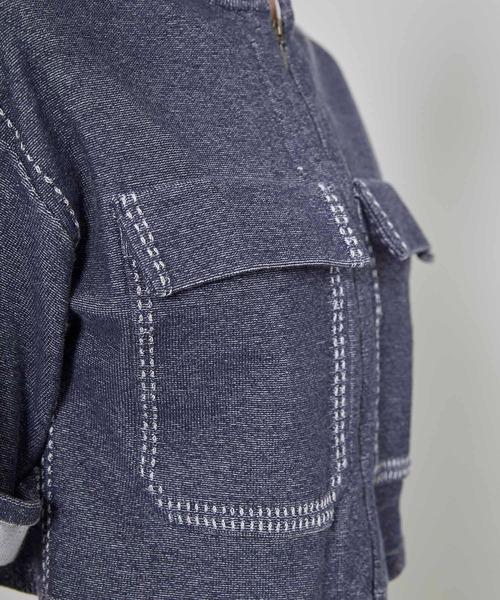 TAN（タン）の「【TAN(タン)】ライクデニムクロップドブルゾン TAN22SS-26（ブルゾン・レディース・ネイビー・FREE）」の5枚目の写真