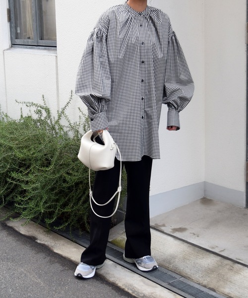 Marient（マリエント）の「ギャザーギンガムBL（シャツ/ブラウス・レディース・チェック・FREE）」の3枚目の写真