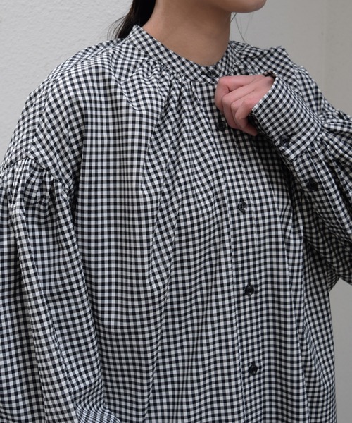 Marient（マリエント）の「ギャザーギンガムBL（シャツ/ブラウス・レディース・チェック・FREE）」の4枚目の写真