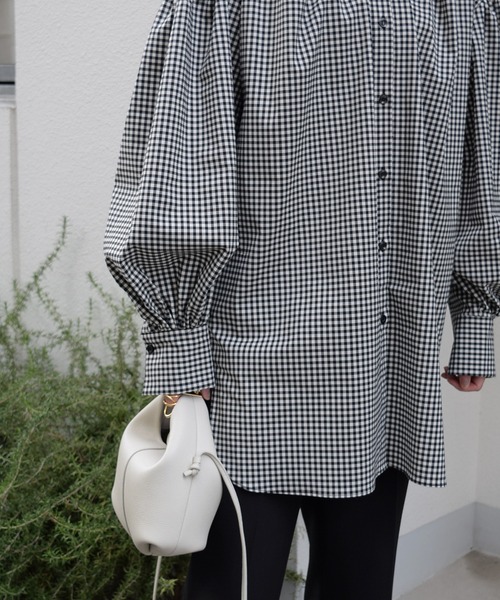 Marient（マリエント）の「ギャザーギンガムBL（シャツ/ブラウス・レディース・チェック・FREE）」の6枚目の写真