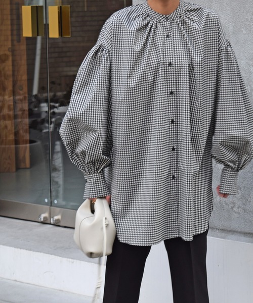 Marient（マリエント）の「ギャザーギンガムBL（シャツ/ブラウス・レディース・チェック・FREE）」の10枚目の写真