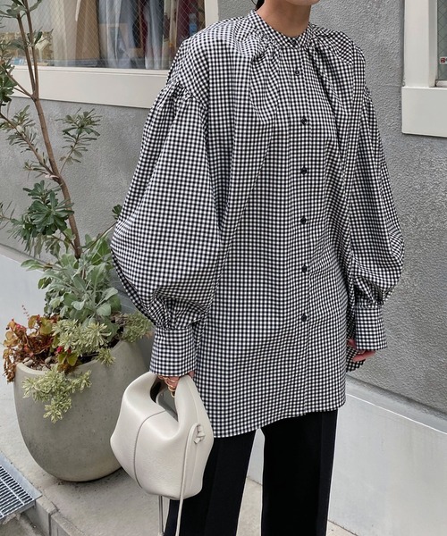 Marient（マリエント）の「ギャザーギンガムBL（シャツ/ブラウス・レディース・チェック・FREE）」の13枚目の写真