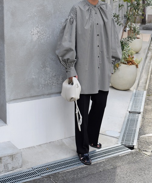 Marient（マリエント）の「ギャザーギンガムBL（シャツ/ブラウス・レディース・チェック・FREE）」の14枚目の写真