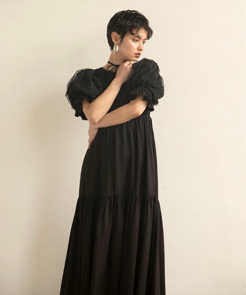 MIELI INVARIANT（ミエリインヴァリアント）の「Ravenna Shirring Dress（ワンピース・レディース・ブラック/レッド・FREE）」の15枚目の写真