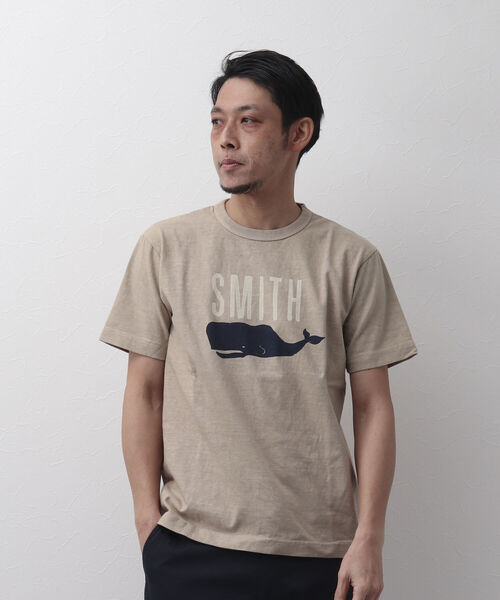 BARNS OUTFITTERS（バーンズアウトフィッターズ）の「【BARNS OUTFITTERS】別注 吊り編みTシャツ SMITH クジラ（Tシャツ/カットソー・メンズ・ベージュ/サックスブルー/ホワイト/レッド・SMALL/X-LARGE/MEDIUM/LARGE）」の5枚目の写真