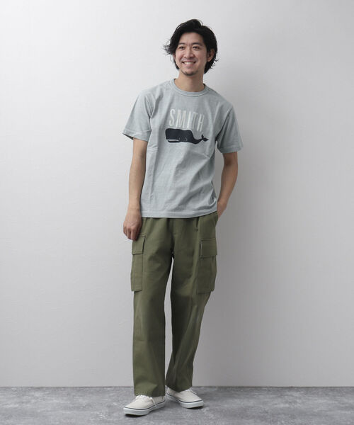 BARNS OUTFITTERS（バーンズアウトフィッターズ）の「【BARNS OUTFITTERS】別注 吊り編みTシャツ SMITH クジラ（Tシャツ/カットソー・メンズ・ベージュ/サックスブルー/ホワイト/レッド・SMALL/X-LARGE/MEDIUM/LARGE）」の16枚目の写真