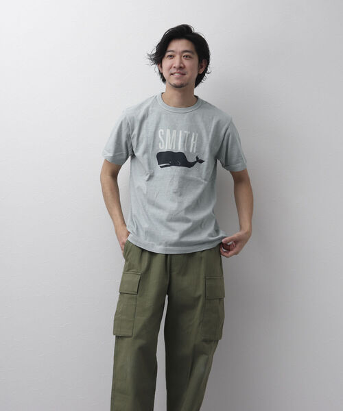 BARNS OUTFITTERS（バーンズアウトフィッターズ）の「【BARNS OUTFITTERS】別注 吊り編みTシャツ SMITH クジラ（Tシャツ/カットソー・メンズ・ベージュ/サックスブルー/ホワイト/レッド・SMALL/X-LARGE/MEDIUM/LARGE）」の14枚目の写真
