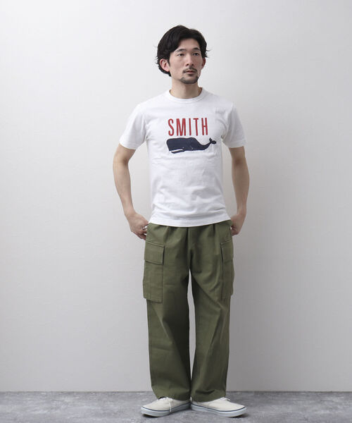 BARNS OUTFITTERS（バーンズアウトフィッターズ）の「【BARNS OUTFITTERS】別注 吊り編みTシャツ SMITH クジラ（Tシャツ/カットソー・メンズ・ベージュ/サックスブルー/ホワイト/レッド・SMALL/X-LARGE/MEDIUM/LARGE）」の19枚目の写真