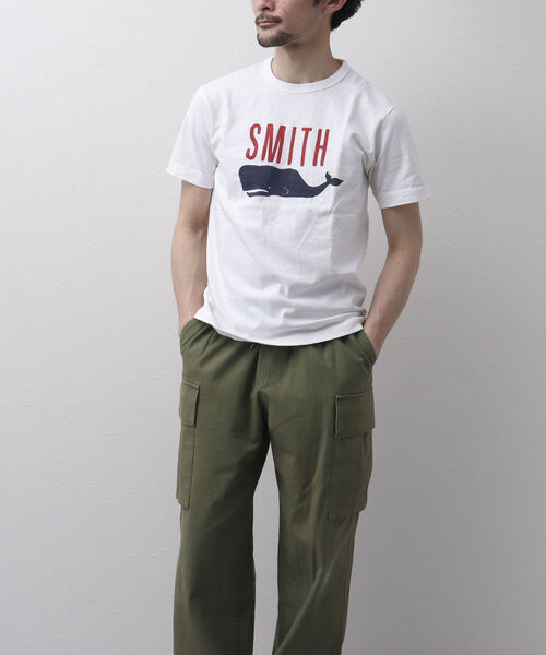 BARNS OUTFITTERS（バーンズアウトフィッターズ）の「【BARNS OUTFITTERS】別注 吊り編みTシャツ SMITH クジラ（Tシャツ/カットソー・メンズ・ベージュ/サックスブルー/ホワイト/レッド・SMALL/X-LARGE/MEDIUM/LARGE）」の17枚目の写真
