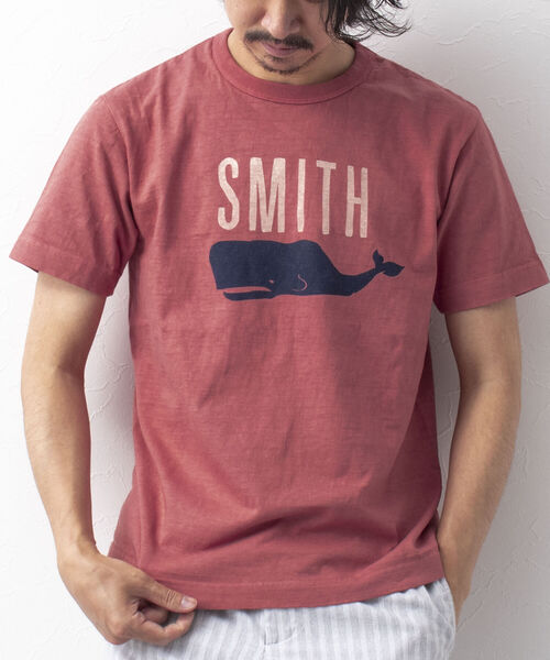 BARNS OUTFITTERS（バーンズアウトフィッターズ）の「【BARNS OUTFITTERS】別注 吊り編みTシャツ SMITH クジラ（Tシャツ/カットソー・メンズ・ベージュ/サックスブルー/ホワイト/レッド・SMALL/X-LARGE/MEDIUM/LARGE）」の22枚目の写真