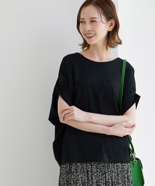 ROPE' PICNIC(ロペピクニック)の「ゴールドパーツバンザイスリーブカットソートップス(Tシャツ/カットソー・レディース・ホワイト/ブラック/ベージュ/ライトグリーン/ダークラベンダー・38)」の3枚目の写真