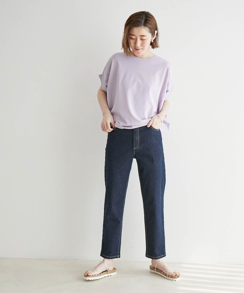 ROPE' PICNIC(ロペピクニック)の「ゴールドパーツバンザイスリーブカットソートップス(Tシャツ/カットソー・レディース・ホワイト/ブラック/ベージュ/ライトグリーン/ダークラベンダー・38)」の21枚目の写真