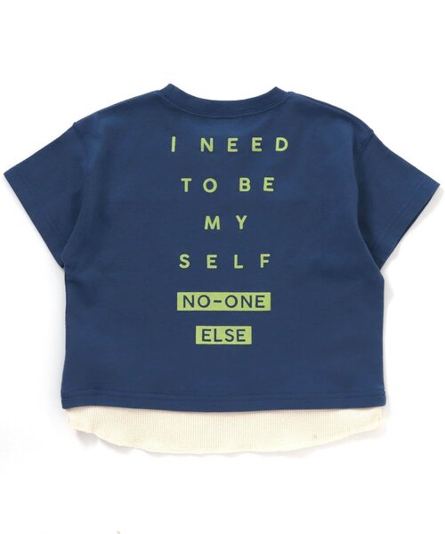 BREEZE（ブリーズ）の「レイヤードバックロゴＴシャツ（Tシャツ/カットソー・キッズ・ネイビー/ピンク/ライトグレー・100/120/110/140/90/130/150）」の3枚目の写真