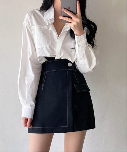 SONA（ソナ）の「SONYUNARA ステッチハイウエストスカパン（スカート・レディース・ブラック・MEDIUM/SMALL）」の12枚目の写真