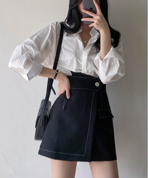 SONA（ソナ）の「SONYUNARA ステッチハイウエストスカパン（スカート・レディース・ブラック・MEDIUM/SMALL）」の15枚目の写真