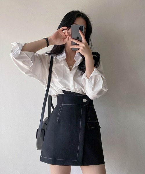 SONA（ソナ）の「SONYUNARA ステッチハイウエストスカパン（スカート・レディース・ブラック・MEDIUM/SMALL）」の16枚目の写真