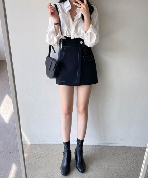 SONA（ソナ）の「SONYUNARA ステッチハイウエストスカパン（スカート・レディース・ブラック・MEDIUM/SMALL）」の3枚目の写真