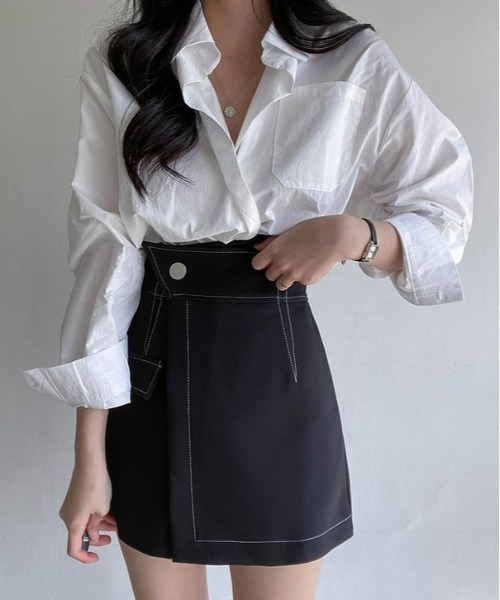 SONA（ソナ）の「SONYUNARA ステッチハイウエストスカパン（スカート・レディース・ブラック・MEDIUM/SMALL）」の4枚目の写真