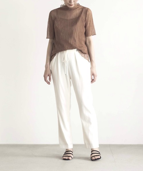 kaene（カエン）の「ウエストデザインクロップドパンツ（gold））/ daily collection（スラックス・レディース・ホワイト/ブラウン/ピンク・1/2/3）」の7枚目の写真