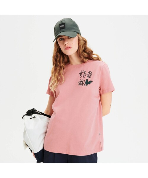 AIGLE(エーグル)の「吸水速乾 グラフィック半袖Tシャツ(AIGLE STORY)(Tシャツ/カットソー・レディース・エメラルド/アイボリー/ピンク/イエロー・S/M/L)」の4枚目の写真