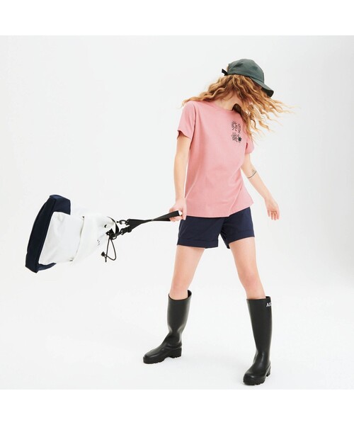 AIGLE(エーグル)の「吸水速乾 グラフィック半袖Tシャツ(AIGLE STORY)(Tシャツ/カットソー・レディース・エメラルド/アイボリー/ピンク/イエロー・S/M/L)」の12枚目の写真