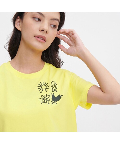 AIGLE(エーグル)の「吸水速乾 グラフィック半袖Tシャツ(AIGLE STORY)(Tシャツ/カットソー・レディース・エメラルド/アイボリー/ピンク/イエロー・S/M/L)」の6枚目の写真