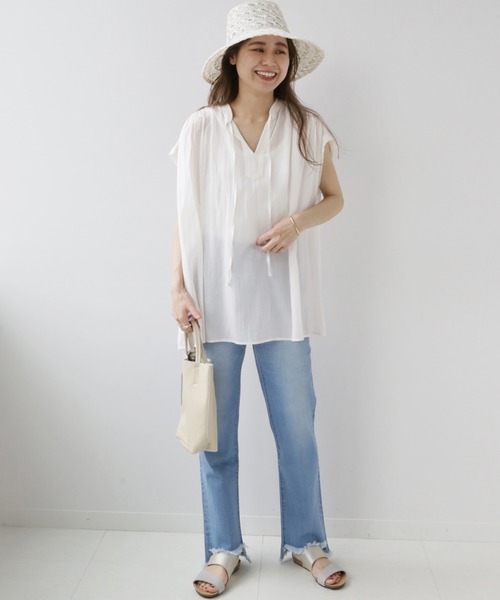 JOURNAL STANDARD relume(ジャーナルスタンダード レリューム)の「レーヨンコットンボイルステッチワークブラウス(シャツ/ブラウス・レディース・ホワイト/ブラック/ブルー・FREE)」の13枚目の写真