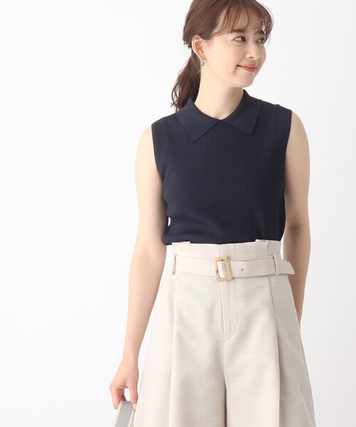 index（インデックス）の「◆エリ付きセットアップラメニット【WEB限定サイズ】（ニット/セーター・レディース・グリーン系その他5/ベージュ系9/ネイビー系5・36/38/40/42）」の3枚目の写真