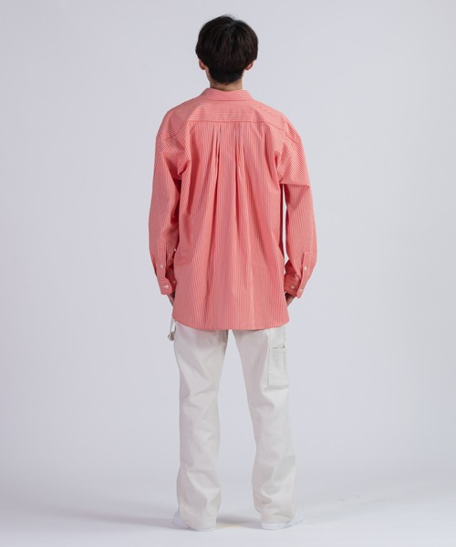 BRICK & SONS(ブリックアンドサンズ)の「リラックスバックプリーツシャツ<サーモンピンクストライプ>(シャツ/ブラウス・メンズ・サーモンピンク・LL/S/M/L)」の9枚目の写真