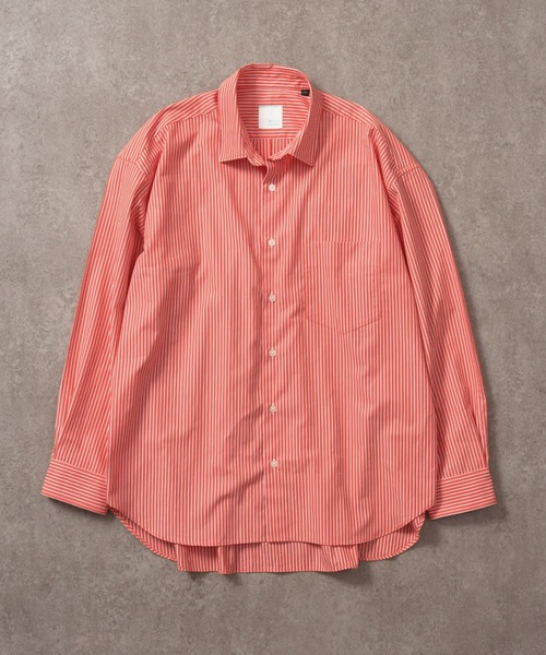 BRICK & SONS(ブリックアンドサンズ)の「リラックスバックプリーツシャツ<サーモンピンクストライプ>(シャツ/ブラウス・メンズ・サーモンピンク・LL/S/M/L)」の18枚目の写真