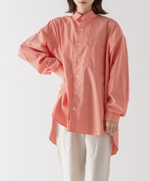 BRICK & SONS(ブリックアンドサンズ)の「リラックスバックプリーツシャツ<サーモンピンクストライプ>(シャツ/ブラウス・メンズ・サーモンピンク・LL/S/M/L)」の22枚目の写真