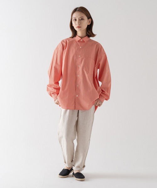 BRICK & SONS(ブリックアンドサンズ)の「リラックスバックプリーツシャツ<サーモンピンクストライプ>(シャツ/ブラウス・メンズ・サーモンピンク・LL/S/M/L)」の21枚目の写真