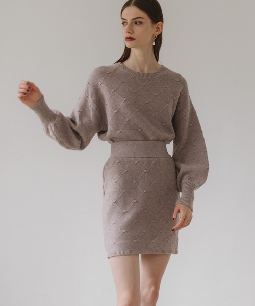 Cheek（チーク）の「ポコポコニットセットアップ（ニット/セーター・レディース・グリーン/アイボリー/モカ・MEDIUM）」の10枚目の写真