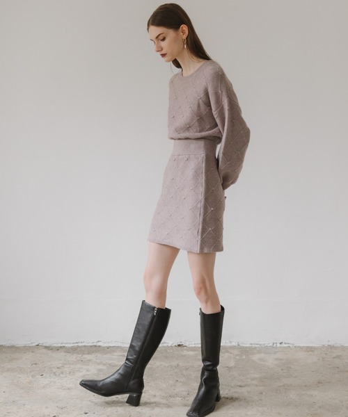 Cheek（チーク）の「ポコポコニットセットアップ（ニット/セーター・レディース・グリーン/アイボリー/モカ・MEDIUM）」の11枚目の写真