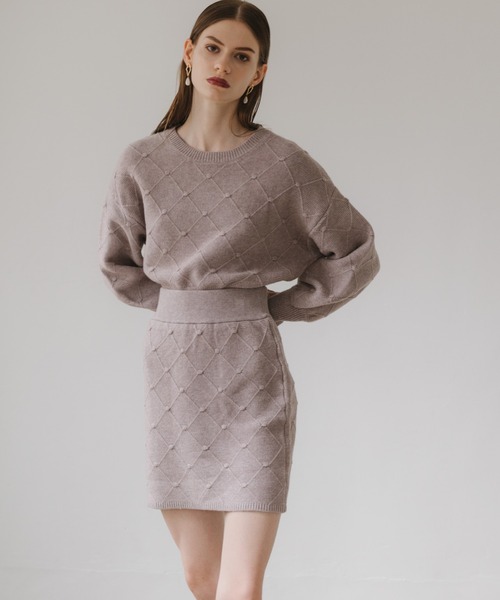 Cheek（チーク）の「ポコポコニットセットアップ（ニット/セーター・レディース・グリーン/アイボリー/モカ・MEDIUM）」の15枚目の写真