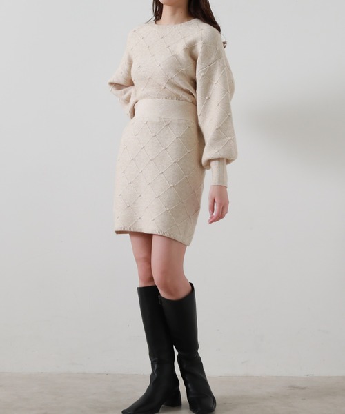 Cheek（チーク）の「ポコポコニットセットアップ（ニット/セーター・レディース・グリーン/アイボリー/モカ・MEDIUM）」の21枚目の写真