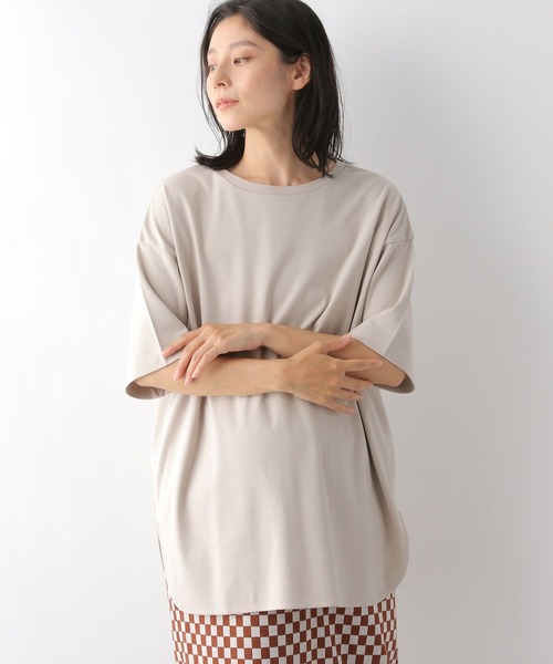 LEPSIM(レプシィム)の「マタニティ/ベーシック半袖Tシャツ 298731(マタニティウェア/グッズ・レディース・グレイッシュベージュ/ブラック/オフホワイト・FREE)」の1枚目の写真