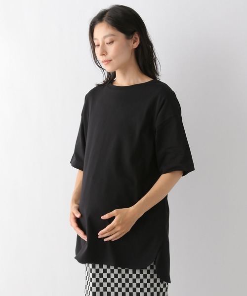 LEPSIM(レプシィム)の「マタニティ/ベーシック半袖Tシャツ 298731(マタニティウェア/グッズ・レディース・グレイッシュベージュ/ブラック/オフホワイト・FREE)」の9枚目の写真