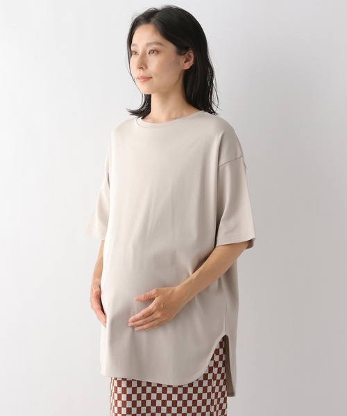 LEPSIM(レプシィム)の「マタニティ/ベーシック半袖Tシャツ 298731(マタニティウェア/グッズ・レディース・グレイッシュベージュ/ブラック/オフホワイト・FREE)」の10枚目の写真