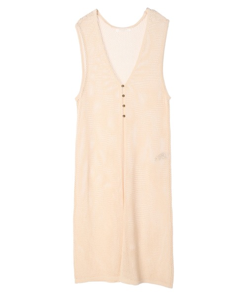 Green Parks(グリーンパークス)の「AYANOプロデュースアイテム メッシュ編みニットジレワンピース(ワンピース・レディース・チャコールグレー/ベージュ/ブラウン/オフホワイト・FREE)」の14枚目の写真