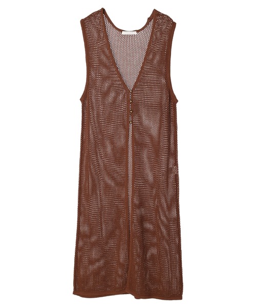 Green Parks(グリーンパークス)の「AYANOプロデュースアイテム メッシュ編みニットジレワンピース(ワンピース・レディース・チャコールグレー/ベージュ/ブラウン/オフホワイト・FREE)」の16枚目の写真