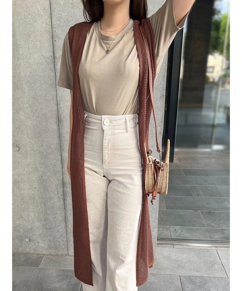 Green Parks(グリーンパークス)の「AYANOプロデュースアイテム メッシュ編みニットジレワンピース(ワンピース・レディース・チャコールグレー/ベージュ/ブラウン/オフホワイト・FREE)」の10枚目の写真