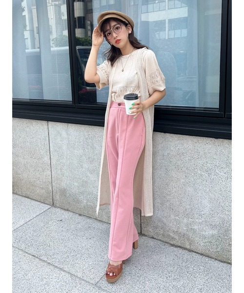 Green Parks(グリーンパークス)の「AYANOプロデュースアイテム メッシュ編みニットジレワンピース(ワンピース・レディース・チャコールグレー/ベージュ/ブラウン/オフホワイト・FREE)」の5枚目の写真